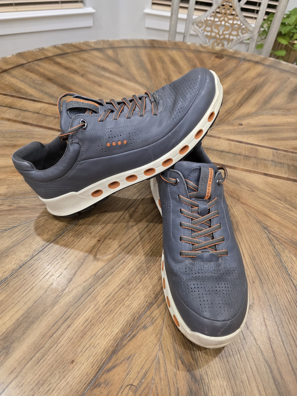 Ecco Men's Cool 2.0 Gor-Tex Gray-Blue & Orange Nubuck Sneaker, EU 44/US 10-10.5